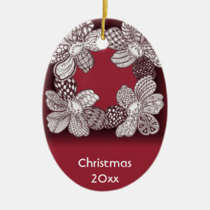 Hand Drawn Flower Lei Choose Any Colour Ceramic Tree Decoration