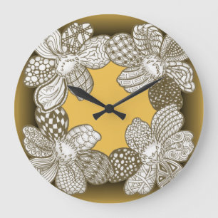 Hand Drawn Flower Lei Choose Any Colour Large Clock