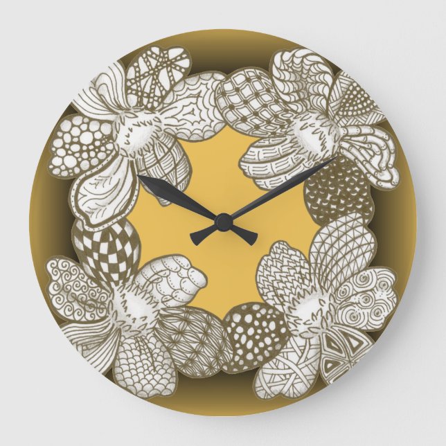 Hand Drawn Flower Lei Choose Any Colour Large Clock (Front)