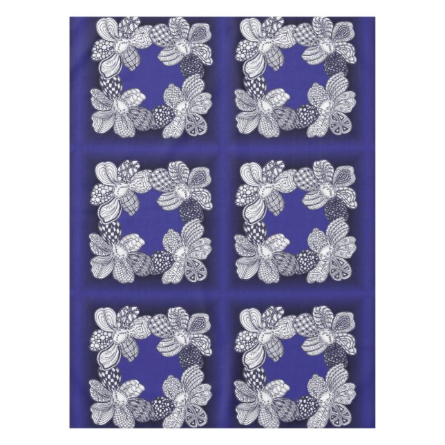 Hand Drawn Flower Lei Choose Any Colour Tablecloth (Front)