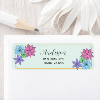 Hand-Drawn Flower Return Address Stickers