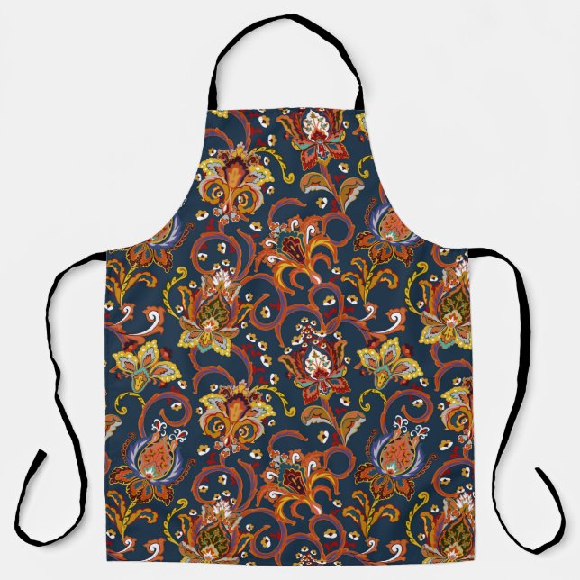 Hand drawn flower seamless pattern (tile). Colorfu Apron (Front)