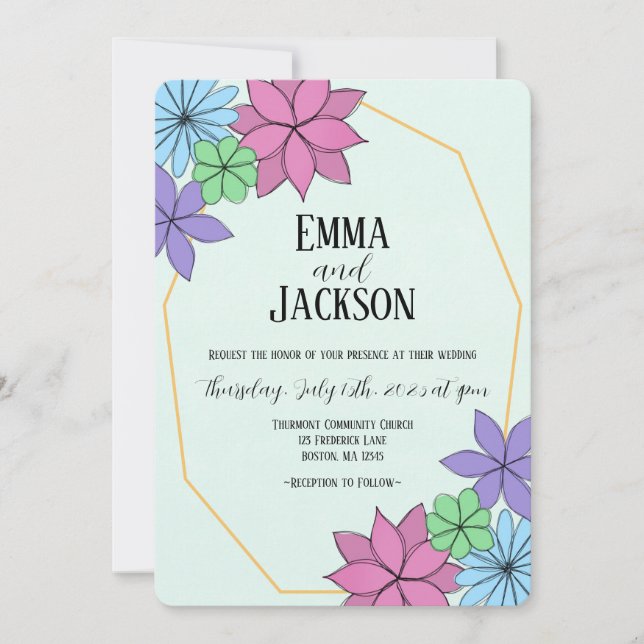 Hand-drawn Flower Wedding Invitation (Front)