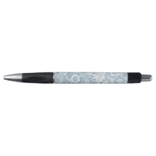Hand-drawn Flowers,Blue Grey White Botanical Art