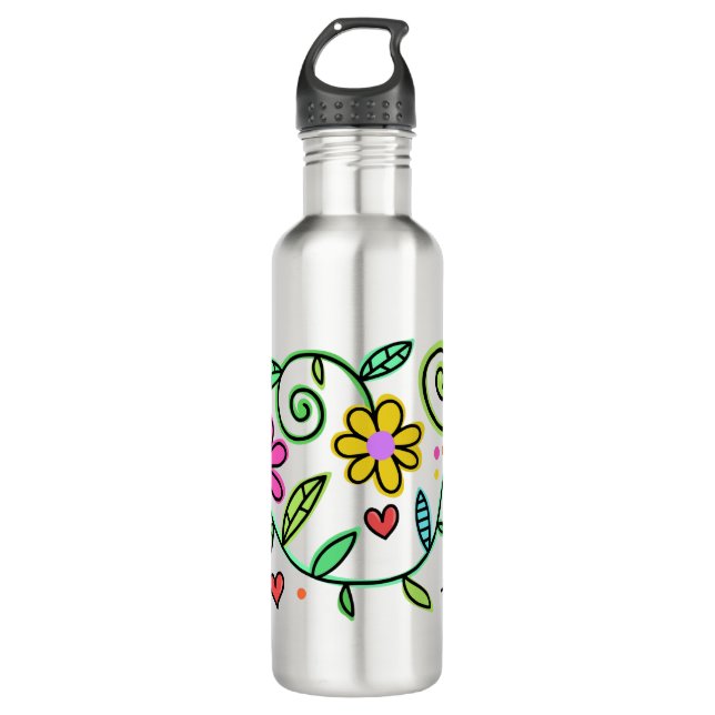Hand Drawn Flowers Colourful Floral  710 Ml Water Bottle (Front)
