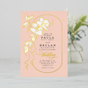Hand-drawn Flowers Elegant Soft Peach Wedding