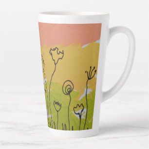 Hand-Drawn Flowers Latte Mug