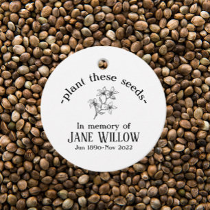 Hand Drawn Flowers Memorial Plant Seeds Favour Tags