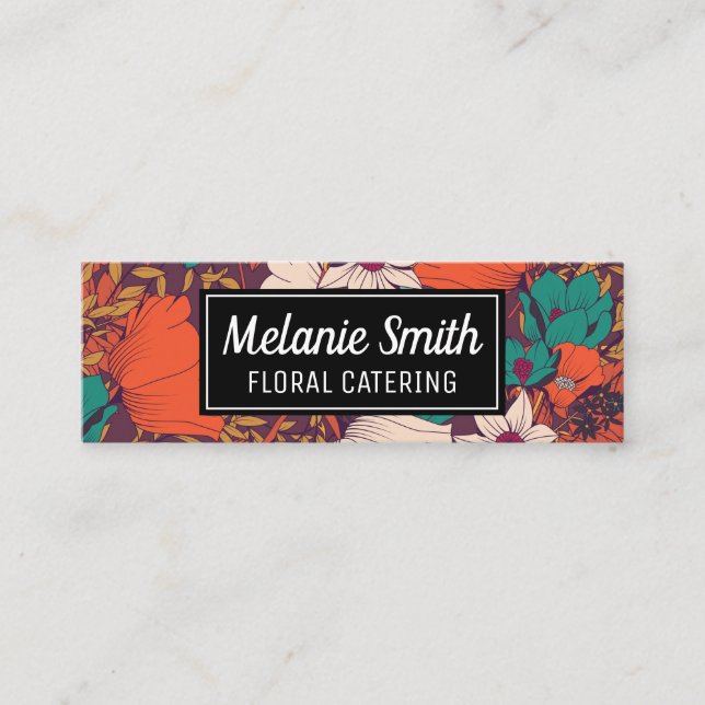 Hand Drawn Flowers Mini Business Card (Front)