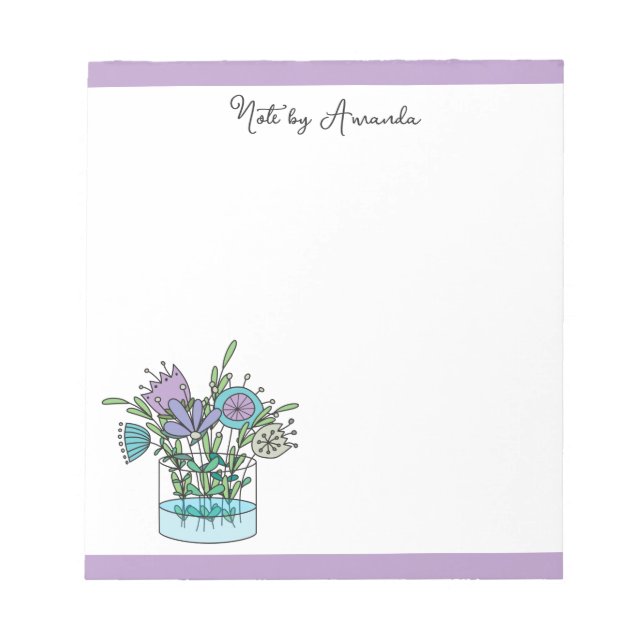 Hand Drawn Flowers Notepad Template (Front)
