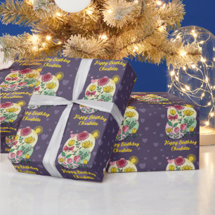 Hand Drawn Flowers Pink Yellow - Wrapping Paper
