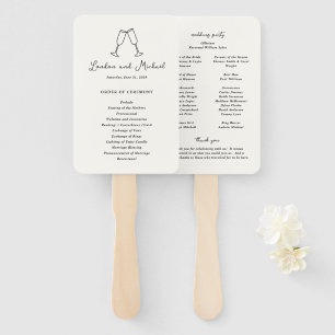 Hand Drawn Flutes Doodle Modern Wedding Program Fan
