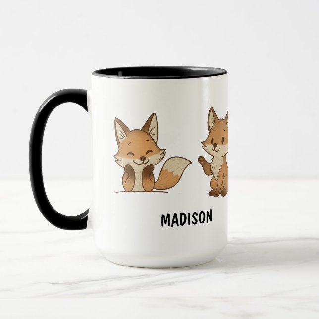 Hand Drawn Fox Custom Cute Mug (Left)