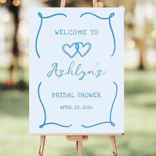 Hand Drawn Frame Blue Bridal Shower Acrylic Sign