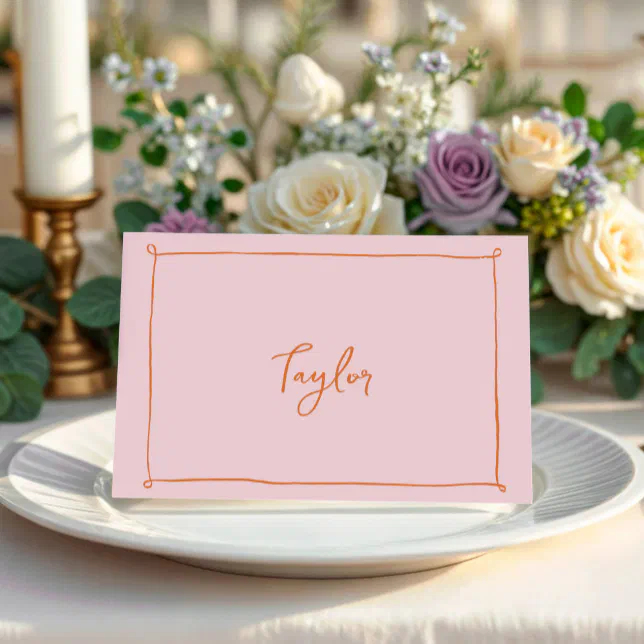Hand-Drawn Frame Bridal Shower Place Card | Zazzle