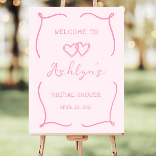 Hand Drawn Frame Pink Bridal Shower Acrylic Sign