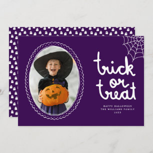 Hand Drawn Frame Trick Or Treat Halloween Photo Card