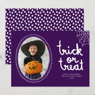 Hand Drawn Frame Trick Or Treat Halloween Photo Card