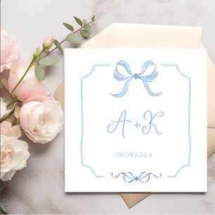 Hand Drawn French Blue Wedding Monogram Napkin