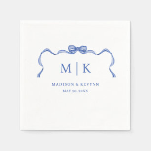 Hand Drawn French Blue Wedding Napkin