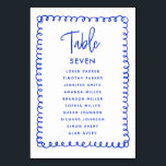 Hand Drawn French Blue Wedding Seating Chart Table Number<br><div class="desc">Hand Drawn French Blue Wedding Seating Chart Table Number</div>