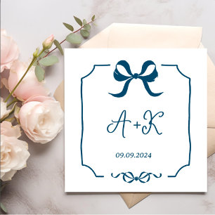 Hand Drawn French Grey Wedding Monogram Napkin