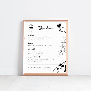 Hand Drawn French Wedding Bar Drink Menu Sign
