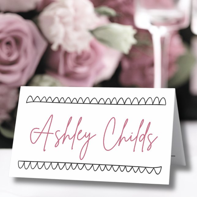 Hand Drawn French Whimsical Name Wedding Place Card (Hand Drawn French Whimsical Name Wedding Place Card)