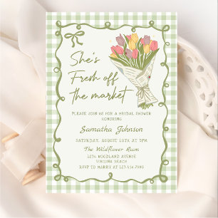 Hand Drawn Fresh Off the Market Bridal Shower Invitation