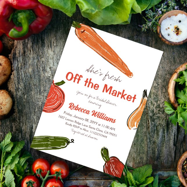 Hand Drawn Fresh Off the Market Bridal Shower Invitation (Creator Uploaded)