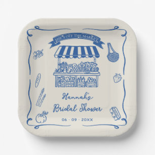 Hand Drawn Fresh Off the Market Bridal Shower Paper Plate