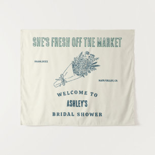 Hand Drawn Fresh Off the Market Bridal Shower Tapestry