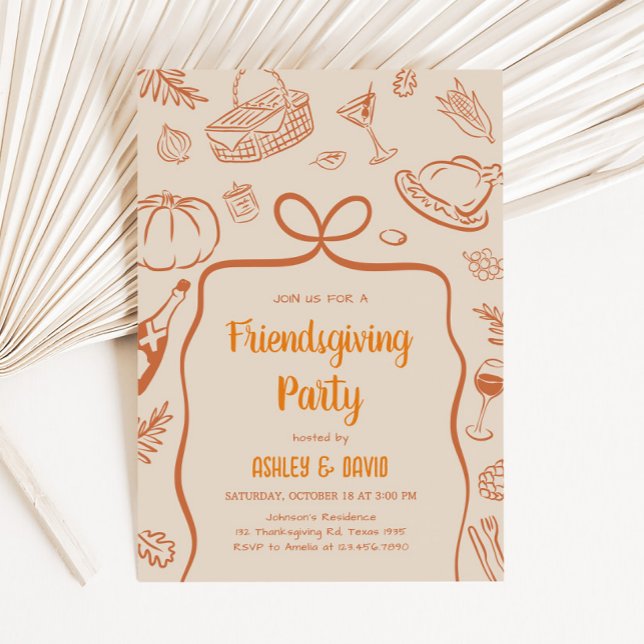 Hand Drawn Friendsgiving Fall Thanksgiving Party Invitation (Hand Drawn Friendsgiving Fall Thanksgiving Party Invitation)