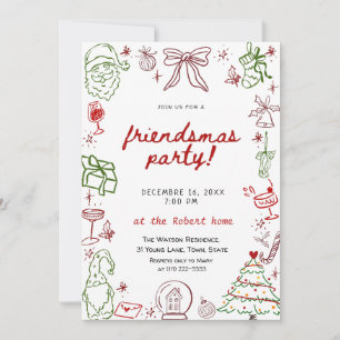 Hand Drawn Friendsmas Christmas  Invitation