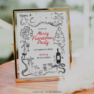 Hand Drawn Friendsmas Christmas Party Welcome