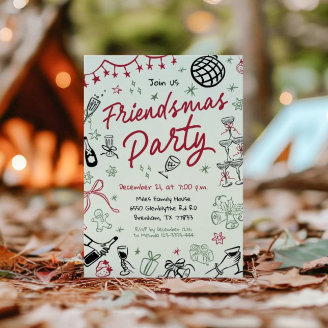 Hand Drawn Friendsmas Party Invitation, Christmas Invitation (Creator Uploaded)