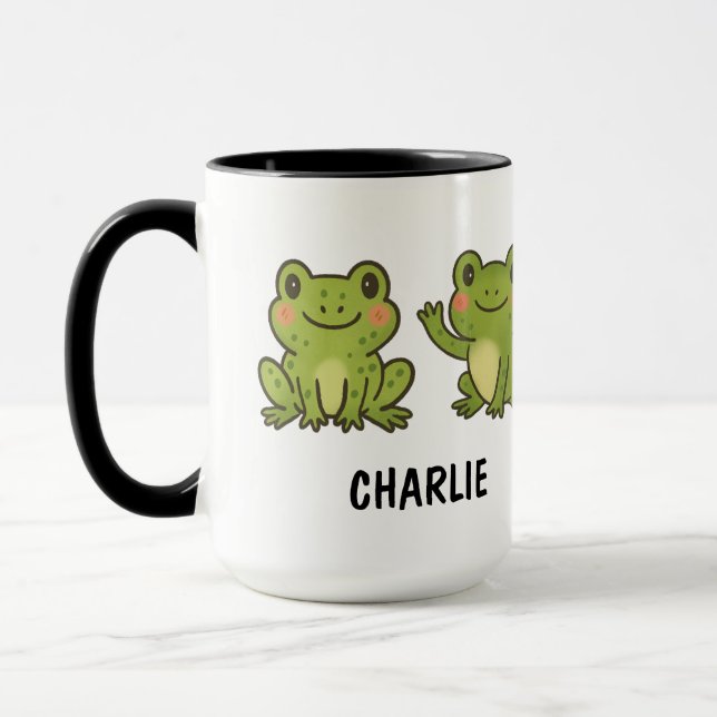 Hand Drawn Frog Custom Cute Mug (Left)