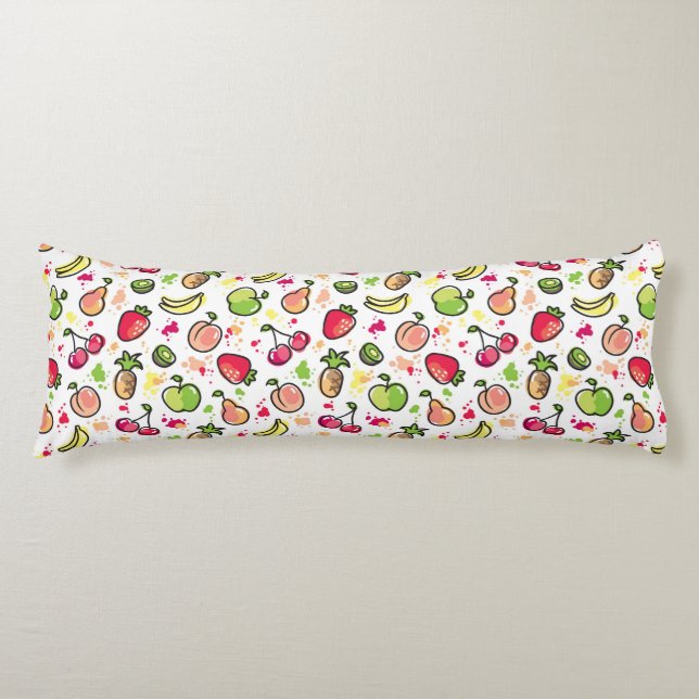 hand drawn fruits pattern body cushion (Front)