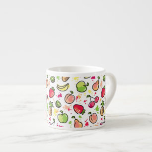 hand drawn fruits pattern espresso cup