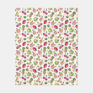 hand drawn fruits pattern fleece blanket