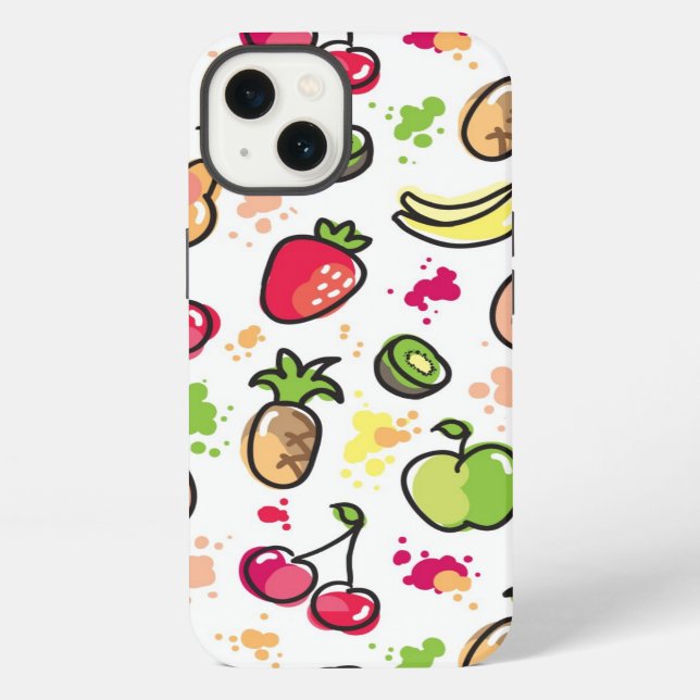 hand drawn fruits pattern iPhone case (Back)