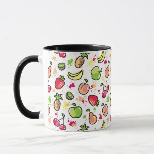 hand drawn fruits pattern mug