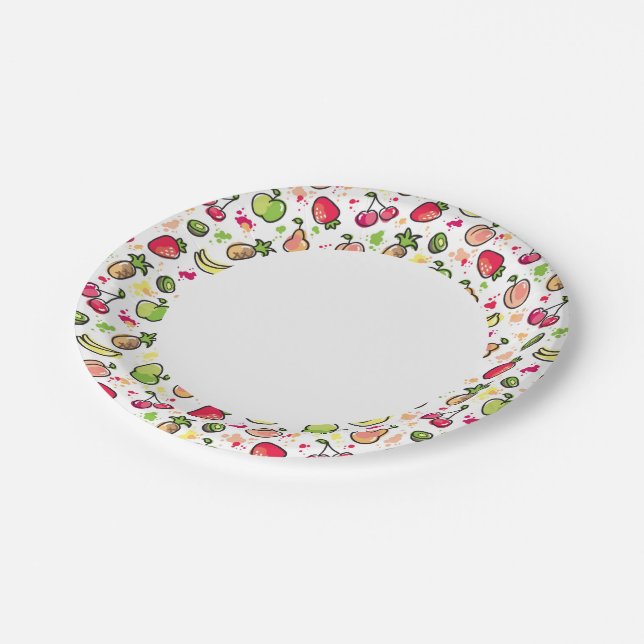 hand drawn fruits pattern paper plate (Angled)