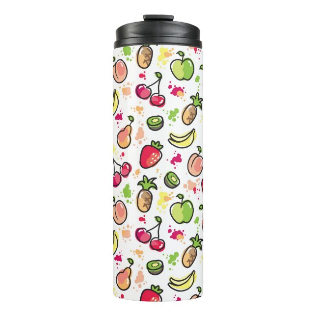 hand drawn fruits pattern thermal tumbler (Front)