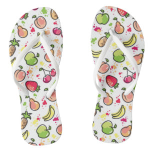hand drawn fruits pattern thongs