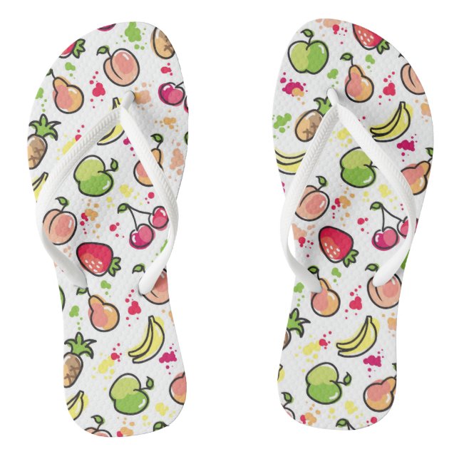hand drawn fruits pattern thongs (Footbed)