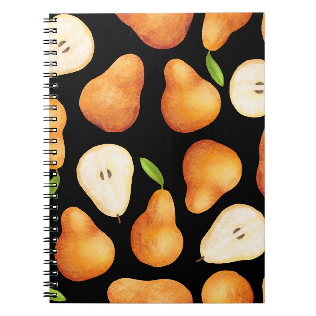Hand-drawn fruits, realistic seamless pattern. notebook (Front)