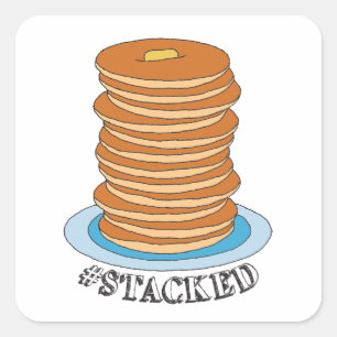 Hand-drawn Full Stack Pancakes Clipart Pancake Square Sticker