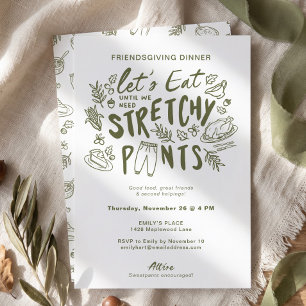 Hand Drawn Fun Stretchy Pants Friendsgiving Dinner Invitation