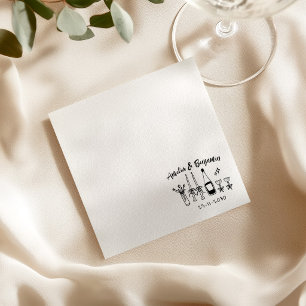 Hand drawn funky Custom Wedding Reception Napkin